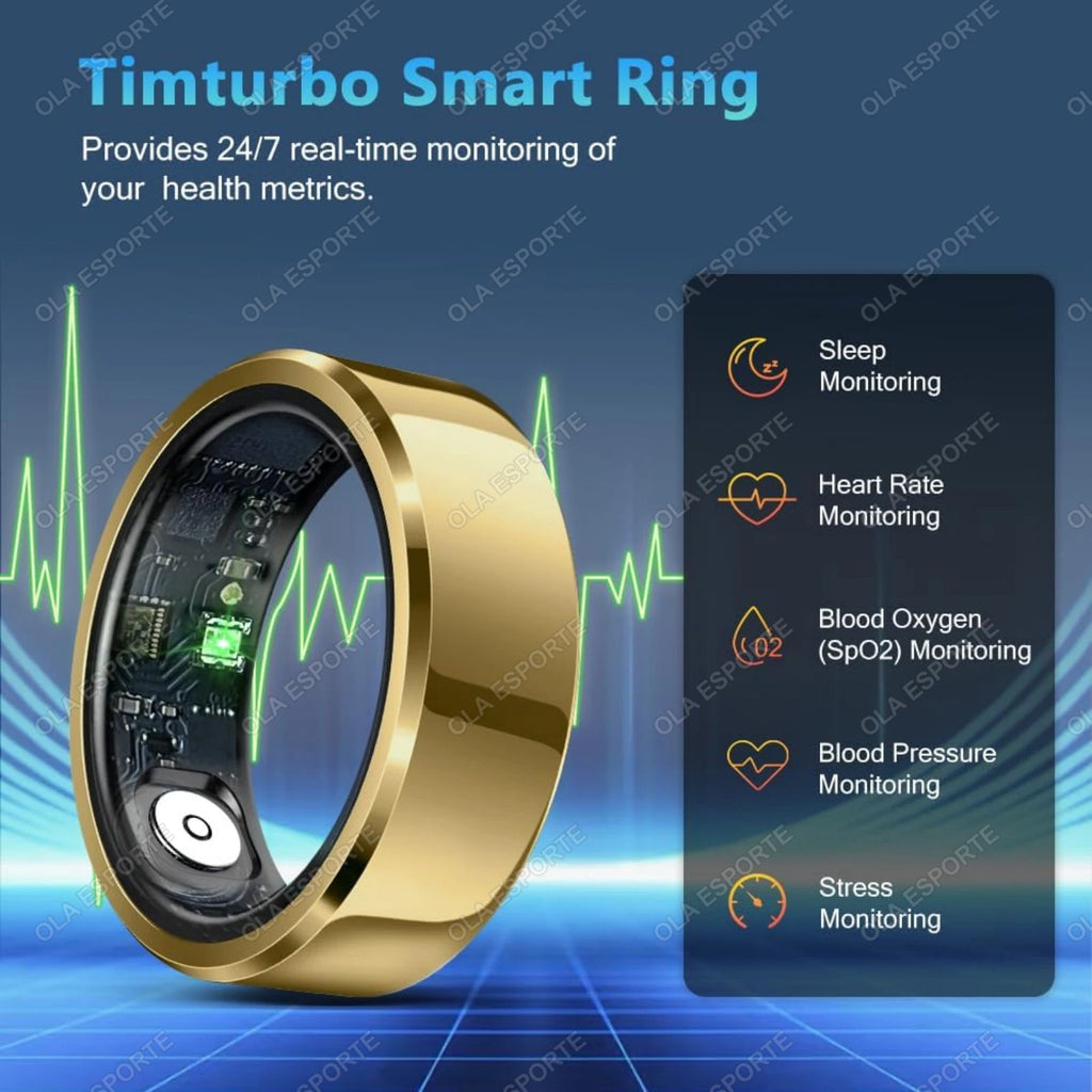 Smart Ring Blood Pressure Heart Rate Sleep Monitoring Waterproof