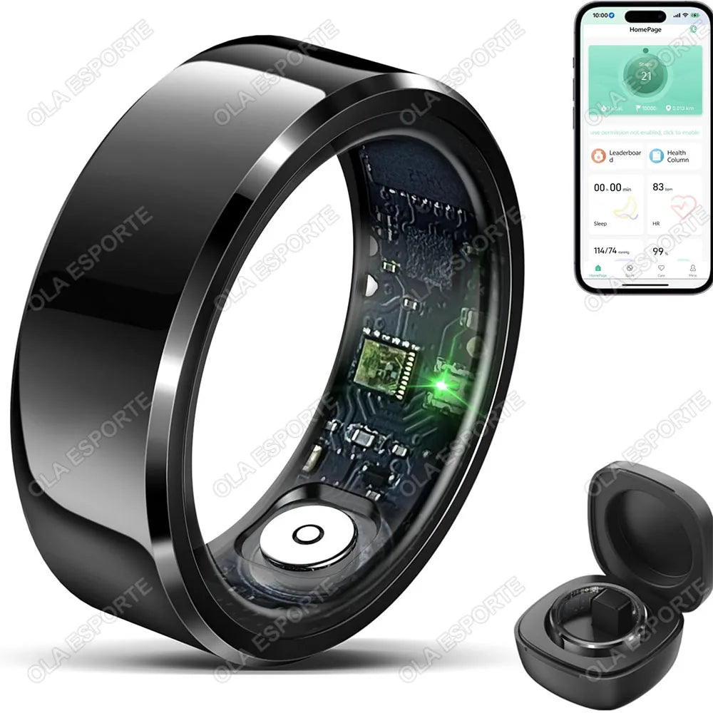 Smart Ring Blood Pressure Heart Rate Sleep Monitoring Waterproof