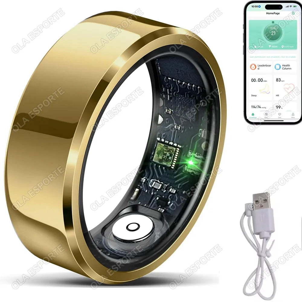 Smart Ring Blood Pressure Heart Rate Sleep Monitoring Waterproof