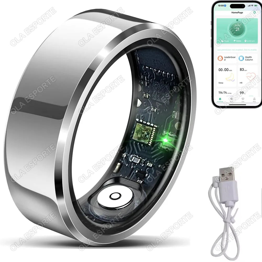 Smart Ring Blood Pressure Heart Rate Sleep Monitoring Waterproof