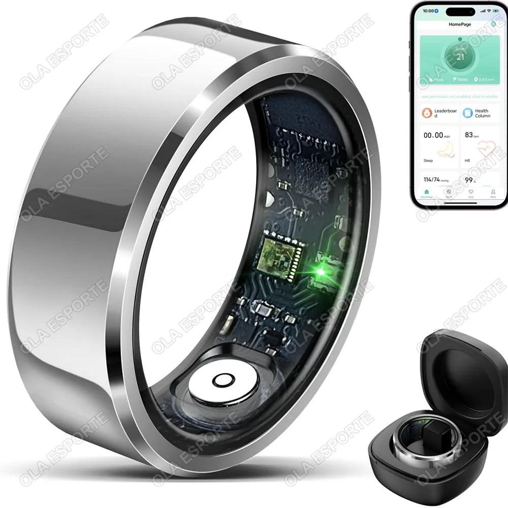 Smart Ring Blood Pressure Heart Rate Sleep Monitoring Waterproof