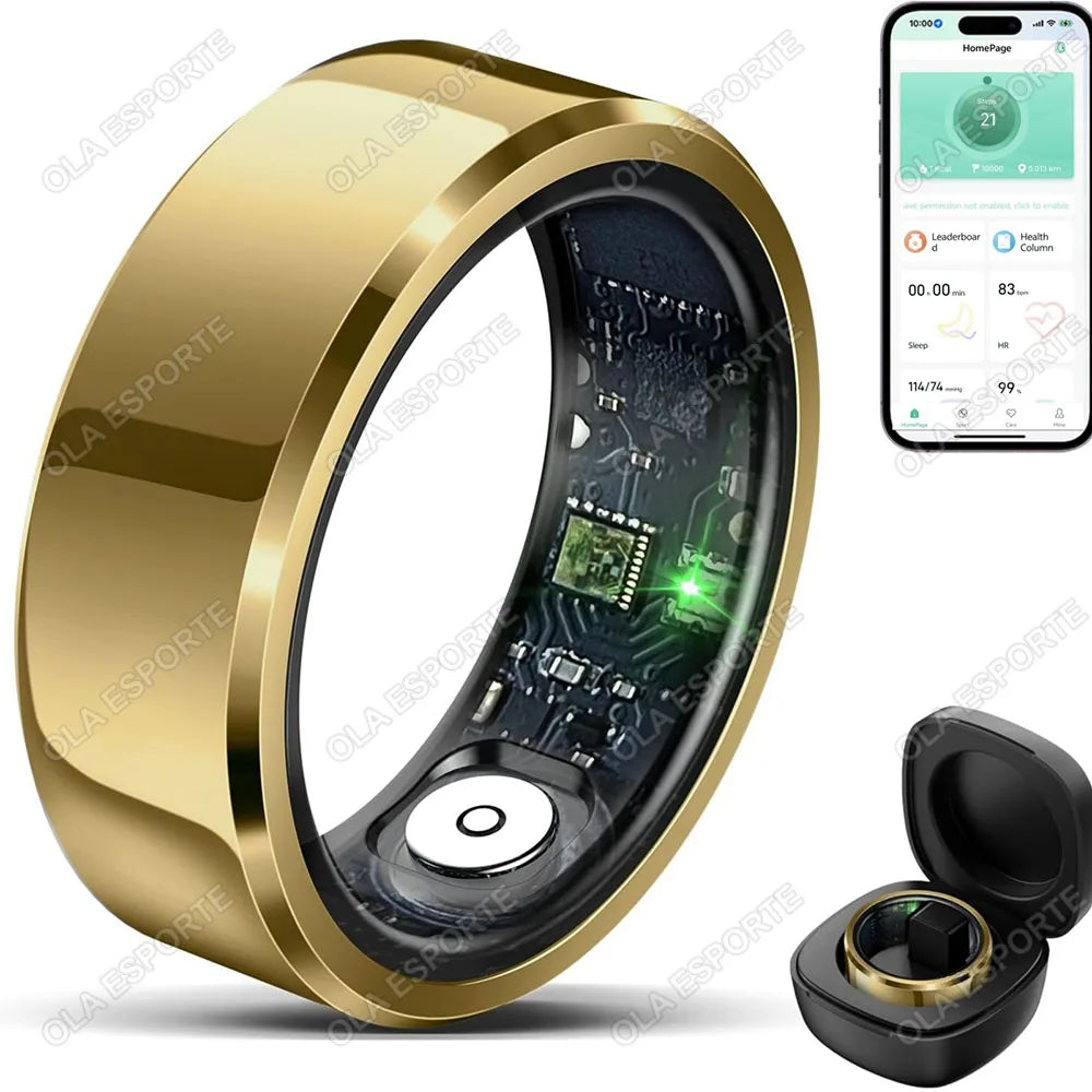Smart Ring Blood Pressure Heart Rate Sleep Monitoring Waterproof