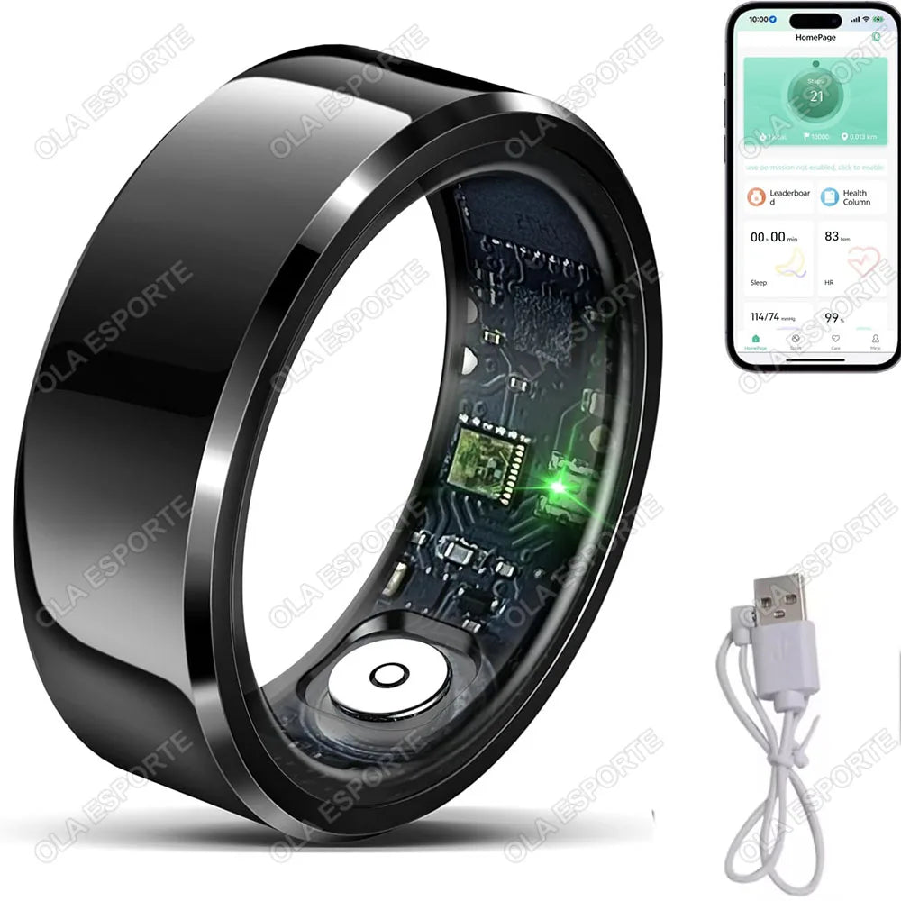 Smart Ring Blood Pressure Heart Rate Sleep Monitoring Waterproof