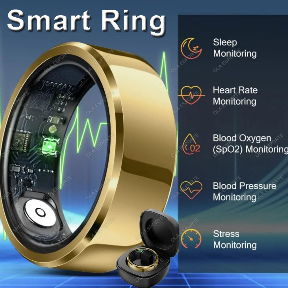 Smart Ring Blood Pressure Heart Rate Sleep Monitoring Waterproof